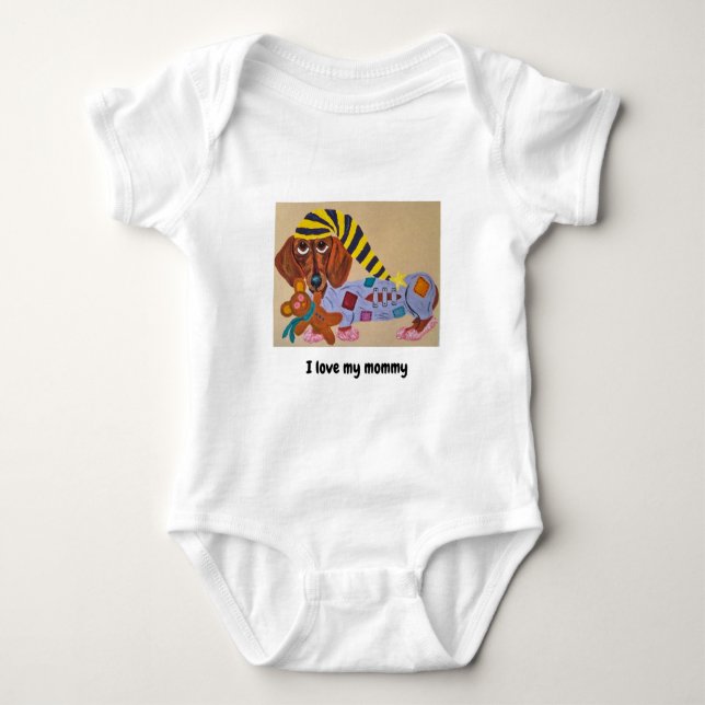 Baby I Love My Mommy Doggie Bodysuit T Shirt (Framsida)