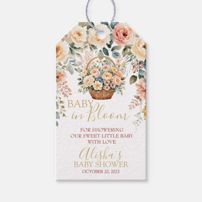 Baby i Märkrn Bloom Baby Shower Gift Presentetikett (Framsidan)