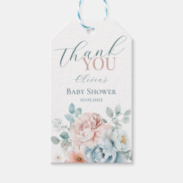 Baby i Märkrn Bloom Dusty Blue Baby Shower Gift Presentetikett
