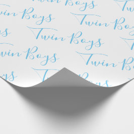 Baby i Pojke Script Blue Twin Boys Presentpapper