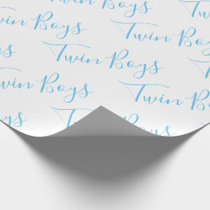 Baby i Pojke Script Blue Twin Boys Presentpapper