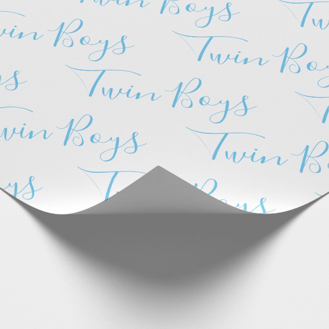 Baby i Pojke Script Blue Twin Boys Presentpapper (Hörn)