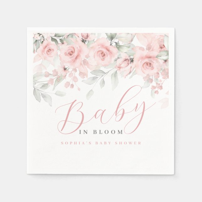 Baby i Röda Blommor Baby Shower Pappersservett (Framsidan)