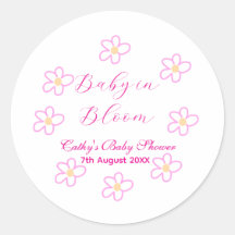 Baby i rosa blomma, babydusch, enkel elega