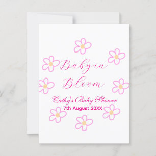 Baby i rosa blomma, babydusch, enkel elega vykort