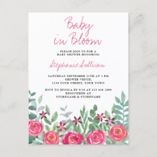 Baby i Rosa BLOMMHUS-vykort Inbjudan Vykort
