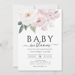 baby i rosa blommigt babydusch i bloom inbjudningar