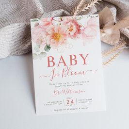 baby i rosa blommigt babydusch i bloom inbjudningar