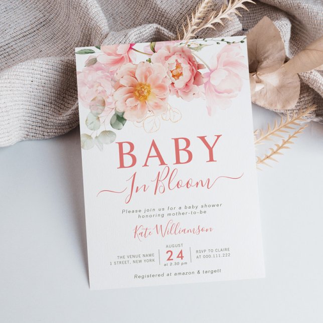 baby i rosa blommigt babydusch i bloom inbjudningar (Skapare uppladdad)