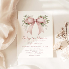 Baby i Rosa Bow Baby Shower Inbjudningar