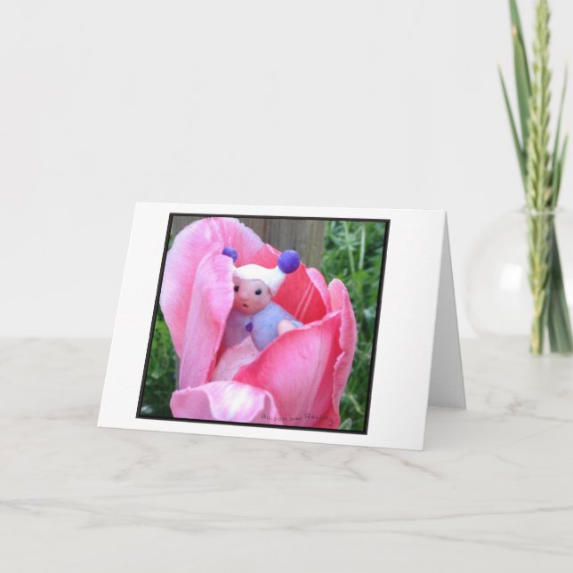 Baby i Rosa Tulip Kort (Framsida)