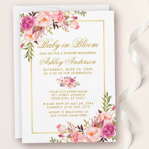 Baby i Rosan Guld vid Blommigten i Bloom Inbjudningar