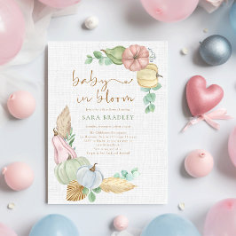 baby i Rustic-höstboho Pumpkin baby show Inbjudningar