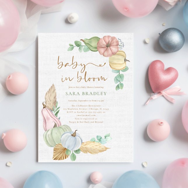 baby i Rustic-höstboho Pumpkin baby show Inbjudningar (Skapare uppladdad)