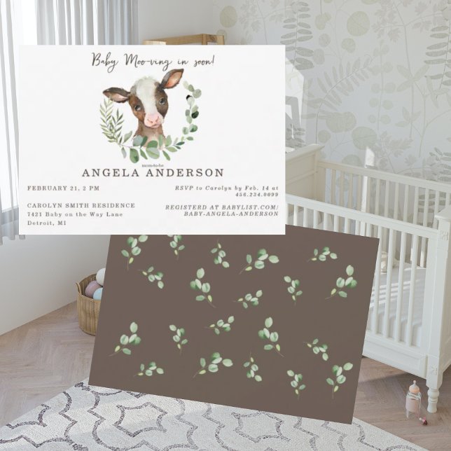Baby i Soon Eucalyptus Baby Shower Inbjudningar (Skapare uppladdad)