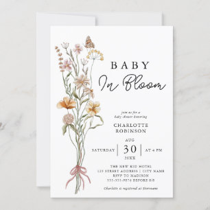 Baby i Vår-babybordsinbjudan i Bloom Blommigt Inbjudningar