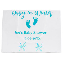 Baby i Winter babydusch blå baby fötter snöflak