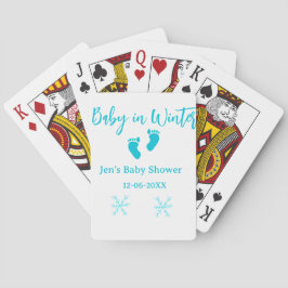 Baby i Winter babydusch blå baby fötter snöflak Casinokort