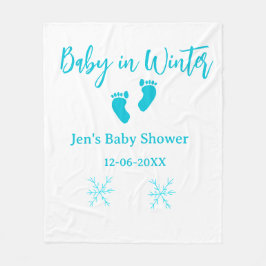 Baby i Winter babydusch blå baby fötter snöflak Fleecefilt