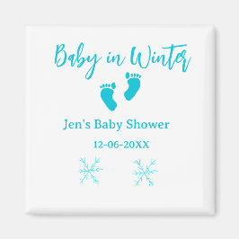 Baby i Winter babydusch blå baby fötter snöflak Magnet