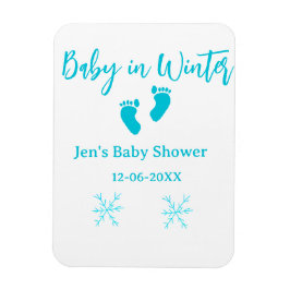 Baby i Winter babydusch blå baby fötter snöflak Magnet