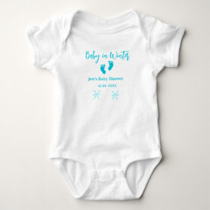 Baby i Winter babydusch blå baby fötter snöflak T Shirt