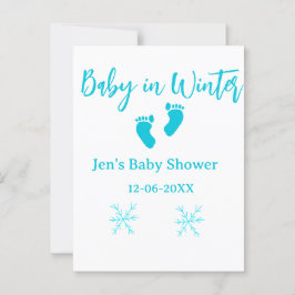 Baby i Winter babydusch blå baby fötter snöflak Vykort