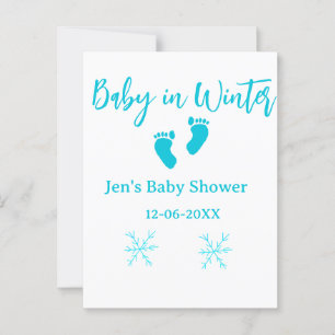 Baby i Winter babydusch blå baby fötter snöflak Vykort