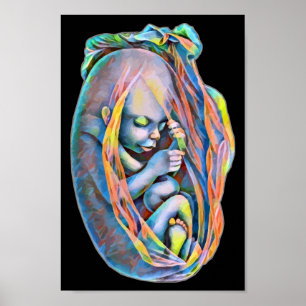 Baby i Wombs Abstrakt Human Anatomy Art Poster