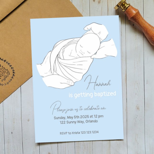 Baby Illustration Baptism Christening-inbjudan Inbjudningar (Skapare uppladdad)