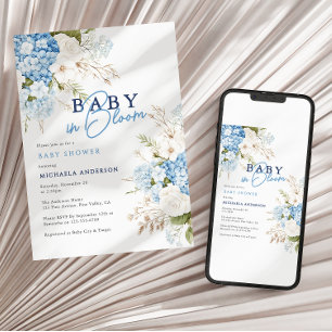 Baby In Bloom Akvarell Blommig Bebis Shower Inbjudningar
