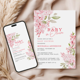 Baby In Bloom Akvarell Blommig Bebis Shower Inbjudningar