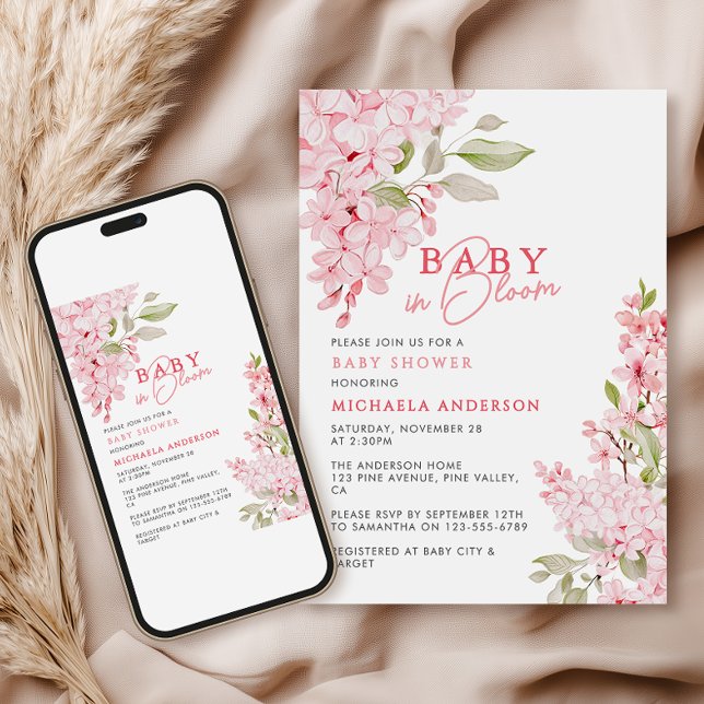 Baby In Bloom Akvarell Blommig Bebis Shower Inbjudningar (Skapare uppladdad)