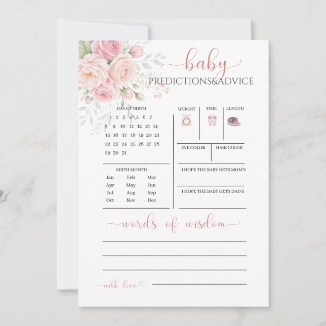 Baby in bloom | baby predictions and advice card inbjudningar (Framsida)