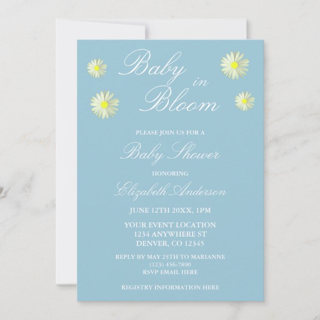 Baby In Bloom Baby Shower Inbjudan (Framsida)