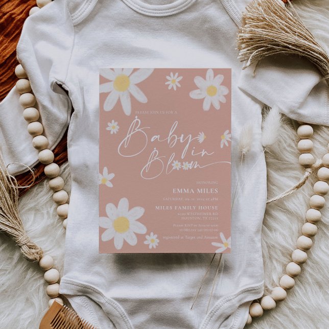 Baby in Bloom Baby Shower Inbjudan rosa Tusensköno (Skapare uppladdad)