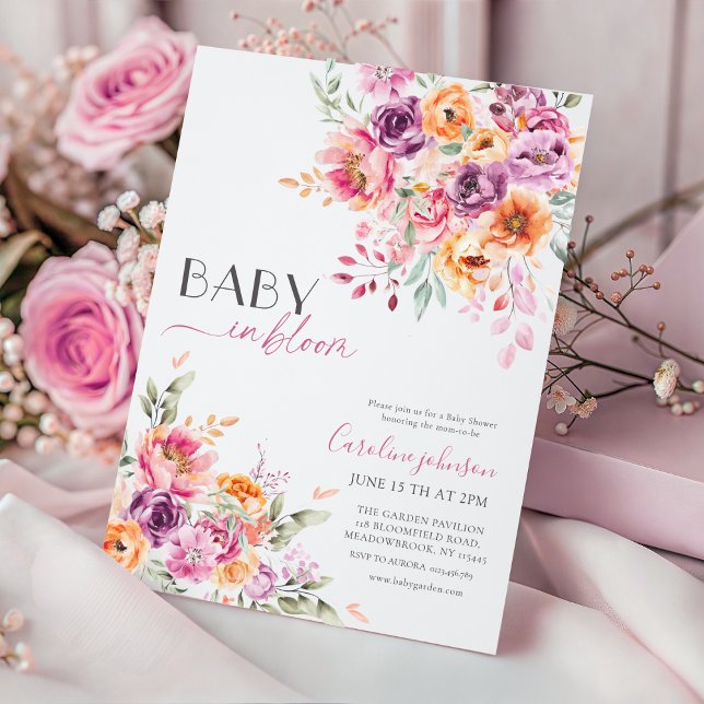 Baby in Bloom Baby Shower Inbjudan | Rosabränd  (Skapare uppladdad)