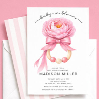 Baby in Bloom Baby Shower Invitation Girl Pink Inbjudningar