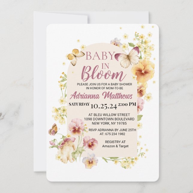 Baby In Bloom Baby Shower Invitation Inbjudningar (Framsida)