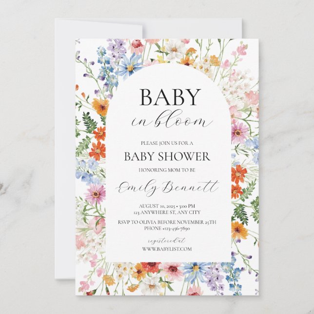 Baby in Bloom Baby Shower Invitation  Inbjudningar (Framsida)