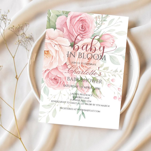 Baby in bloom | baby shower invitation template inbjudningar (Skapare uppladdad)