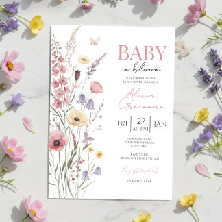 Baby in Bloom Baby Shower Invitation Wildflowers Inbjudningar