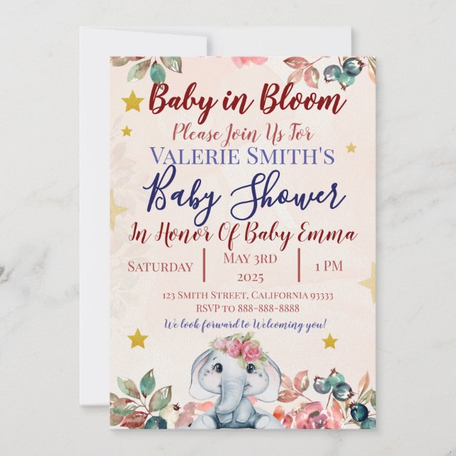 Baby In Bloom Baby Shower Invitations! Inbjudningar (Framsida)