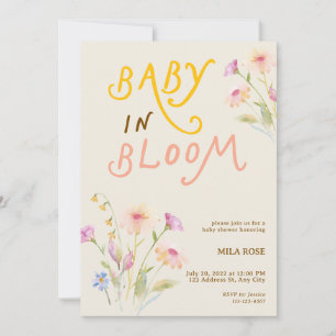 Baby in Bloom Baby Shower Persika Inbjudningar