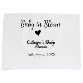 Baby in bloom baby shower simple black heart date
