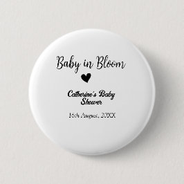 Baby in bloom baby shower simple black heart date knapp