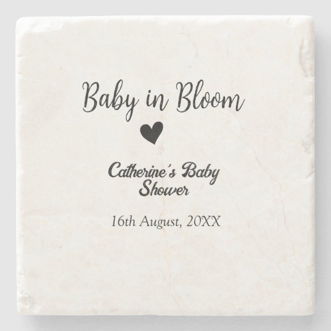 Baby in bloom baby shower simple black heart date stenunderlägg (Framsidan)