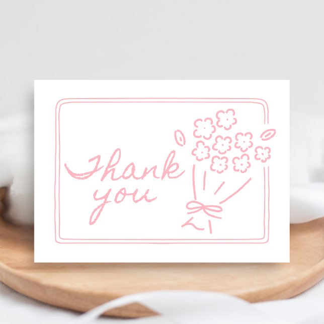Baby In Bloom Baby Shower Tack Kort (Hand Drawn Baby in Bloom Baby Shower Thank You Card)