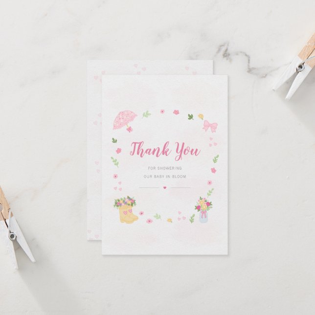 Baby in Bloom Baby Shower Thank You Card (Fram/Back In Situ)