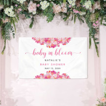 Baby in Bloom Baby Shower Välkomst Bakgrund Rosa 